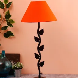 Devansh Orange & Black Solid Contemporary Leaf Shaped Table Lamp-46