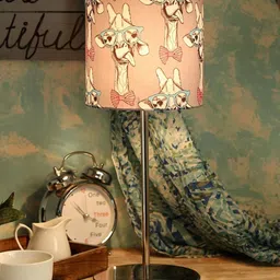 green girgit Pink Printed Buffet Lamp with Shade image 1
