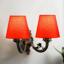 Devansh Orange Dual Antique Wall Lamp With Cotton Shade-23