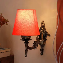Devansh Orange-Colored Wall Lamp With Cotton Conical Shade-11