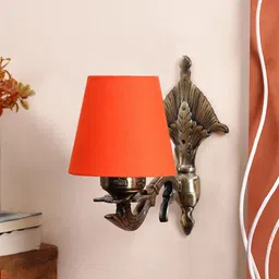 Devansh Orange Antique Wall Lamp With Cotton Conical Shade-52
