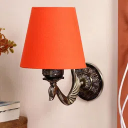 Devansh Orange Antique Wall Lamp With Cotton Conical Shade-25