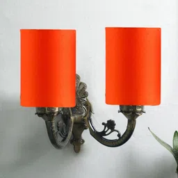 Devansh Orange Dual Antique Wall Lamp With Cotton Shade-image-20