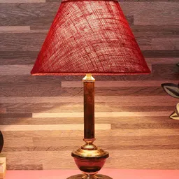foziq Copper-Toned & Red Textured Table Lamps With Shade-29
