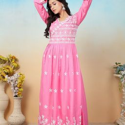 KALINI Chikankari Embroidered Tunic With Trousers Co-Ords-picture-13