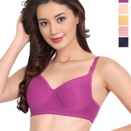 Liigne Pack Of 5 Solid Full Coverage Cotton Bra-picture-41