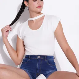 SHOWOFF Women Short Sleeves Round Neck Crop Top-picture-27