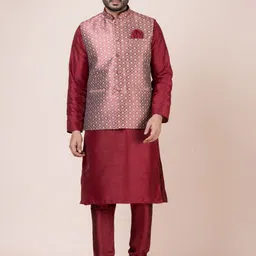 Nawaz's Kurta Mandarin Collar Nehru Jacket-image-40
