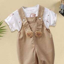 FOREVER FRIDAY Infant Boys Printed Round Neck Dungaree With T-Shirt-picture-11