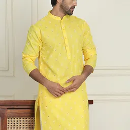 Anouk Yellow Floral Printed Mandarin Collar Straight Kurta-picture-25
