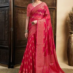 SAMAH Woven Design Zari Silk Blend Chanderi Saree-picture-16