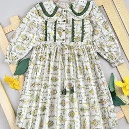 BAESD Girls Floral Printed Peter Pan Collar Puff Sleeve Fit & Flare Dress-image-81