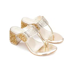 Sole House Women Embellished PU Block Sandals-90