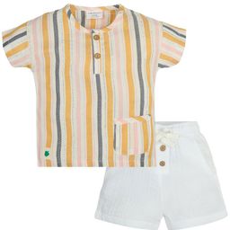 My Milestones Girls Striped Round Neck Pure Cotton Top With Shorts-picture-42