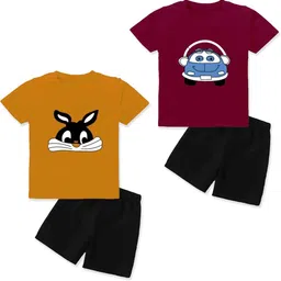 MRS NATURAL Kids Pack Of 2 Printed Round Neck Pure Cotton T-shirt And Shorts-picture-16