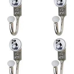 IndianShelf White & Silver Toned 4 Pieces Panda Printed Ceramic Wall Hooks-picture-49