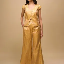 Samyukta Singhania Embroidered Top With Trousers Co-Ords-picture-43