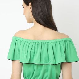 SAKURA Off-Shoulder Flutter Sleeve Bardot Crop Top image 2