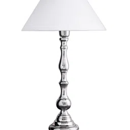 Homesake Silver-Toned Solid Handcrafted Bedside Standard Table Lamp with Shade image 5