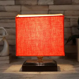 Devansh Orange & Brown Textured Table Lamps With Shade image 3