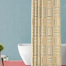 ArtzFolio Beige Geometric Printed Waterproof Shower Curtain-picture-16