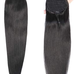 RITZKART Tape In Straight Ponytail Hair Extension- Dark Brown- 26 Inch-image-31