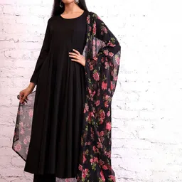 KERI PERRY Anarkali Kurta & Trouser With Floral Printed Dupatta-43