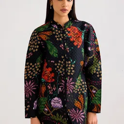 Ancestry Women Mandarin Collar Floral Printed Tailored Jacket-picture-36