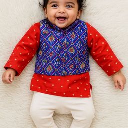 Sangria Boy Red Zari Kurta Pyjama Set-picture-37