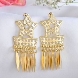 SUNBURST Gold-Plated Star Shaped Drop Earrings-10