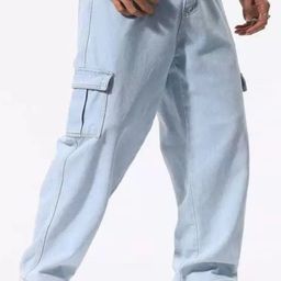 Playfeel Men Relaxed Fit Mid-Rise Pure Cotton Cargo Jeans-image-76