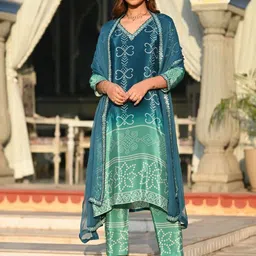 KALINI Women Ethnic Motifs Embroidered Regular Thread Work Kurta with Trousers & With Dupatta-picture-18