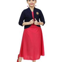 CHANDRIKA Girls Pink Viscose Rayon Dresses-image-40