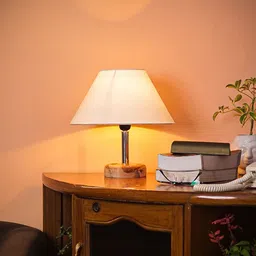 Pinecraft INTERNATIONAL Off white & Brown Edra Table Lamp with Shade image 3