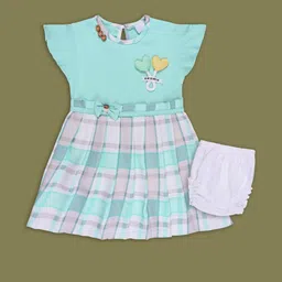 Wish Karo Girls Checked Cotton Frock and Brief Set-image-10