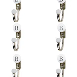 IndianShelf 6 Pcs Ceramic & Zinc B Alphabet Coat Hooks Wall Hanging-image-59