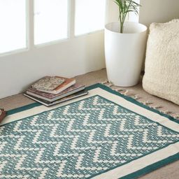 Peepul Tree Cream-Coloured Floral Handmade Cotton Carpet-69