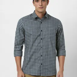 Peter England Casuals Men Spread Collar Checked Cotton Casual Shirt-image-26