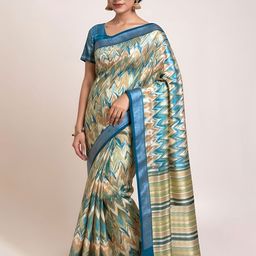 VILLE FASHION Abstract Printed Block Print Saree-9