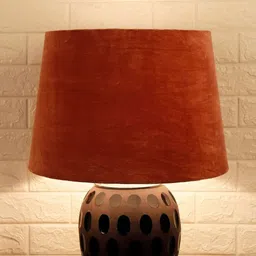 Grated Ginger Brown Self Design Handcrafted Frustum Table Lamp image 2