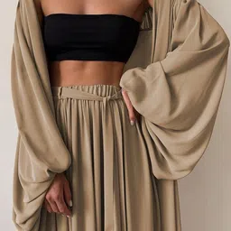 Alamode By Akanksha Brown Cruise Co-Ords Set-image-17
