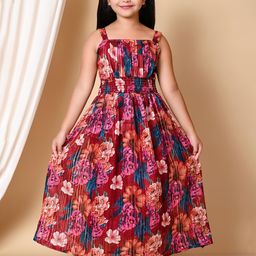 NATIONAL LEBASH Girls Floral Chiffon A-Line Maxi Dress-image-118