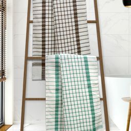 Athom Living White & Green 2 Pcs Printed Cotton 210 GSM Bath Towel-image-81