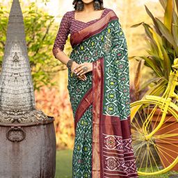 Anouk Rustic Ethnic Motifs Zari Ikat Saree-picture-44