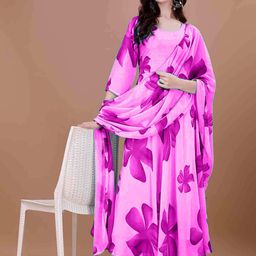 Krunal Raiyani Women Printed Maxi Dress & Dupatta-image-93