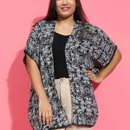 Oxolloxo Plus Size Floral Printed Open Front Shrug-28