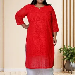 myplusfashion Women Ethnic Motifs Embroidered Chikankari Georgette Kurta-picture-48