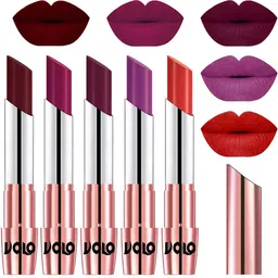 VOLO Set Of 5 Creme Matte Lipstick- Maroon 42-Magenta 45-Wine 47-Purple 48-Orange 49-14