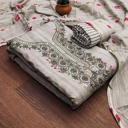 SHADOW & SAINING Floral Embroidered Sequinned Pure Cotton Unstitched Dress Material-picture-14