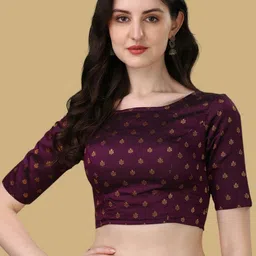 Oomph! Woven Design Boat Neck Saree Blouse-picture-16